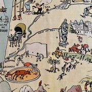 Old illustrated map of Gascony Béarn Basque Country 1945 - JP Pinchon