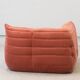 Coral corduroy Togo corner chair by Michel Ducaroy for Ligne Roset