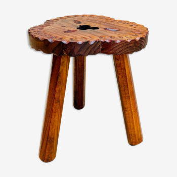 Tabouret bois tripode vintage made in espagne