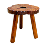 Vintage tripod wood stool made in Spain