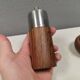 A salt shaker and a pepper mill in teak, made in Denmark 1960-70s