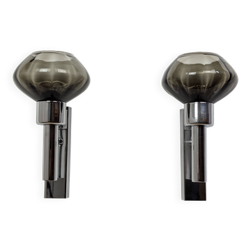 Pair of chrome wall lights