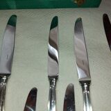 12 Silver Metal Ercuis Table Knives Box
