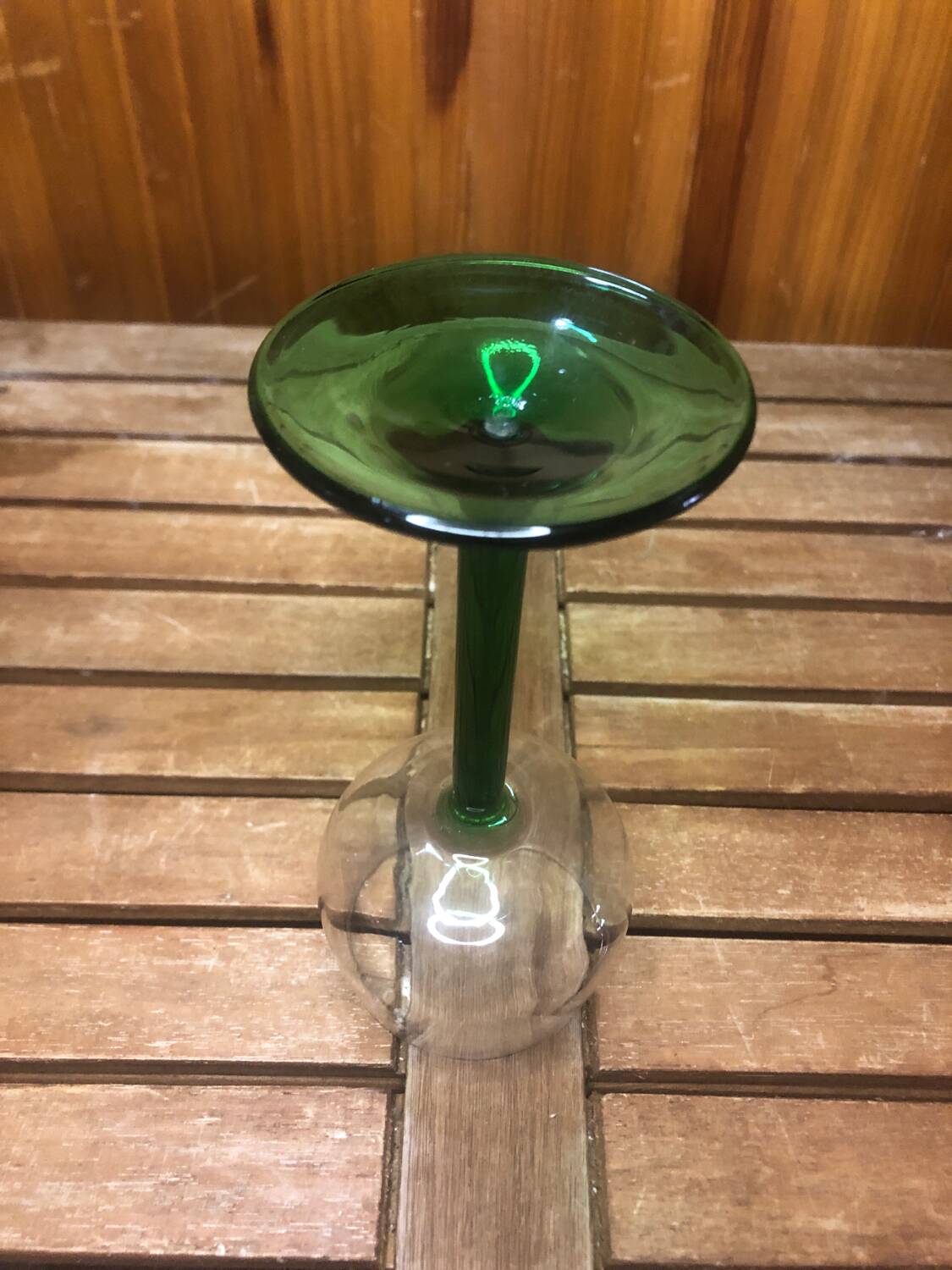 Set of 6 alsace balloon wine glasses vintage green glass