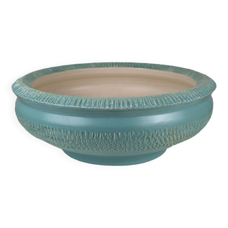 Celadon blue scarified ceramic cup, signed C. Esteban Paris, 1950s