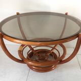 Rattan and smoked glass coffee table 1970