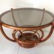 Table basse rotin et verre fumé 1970