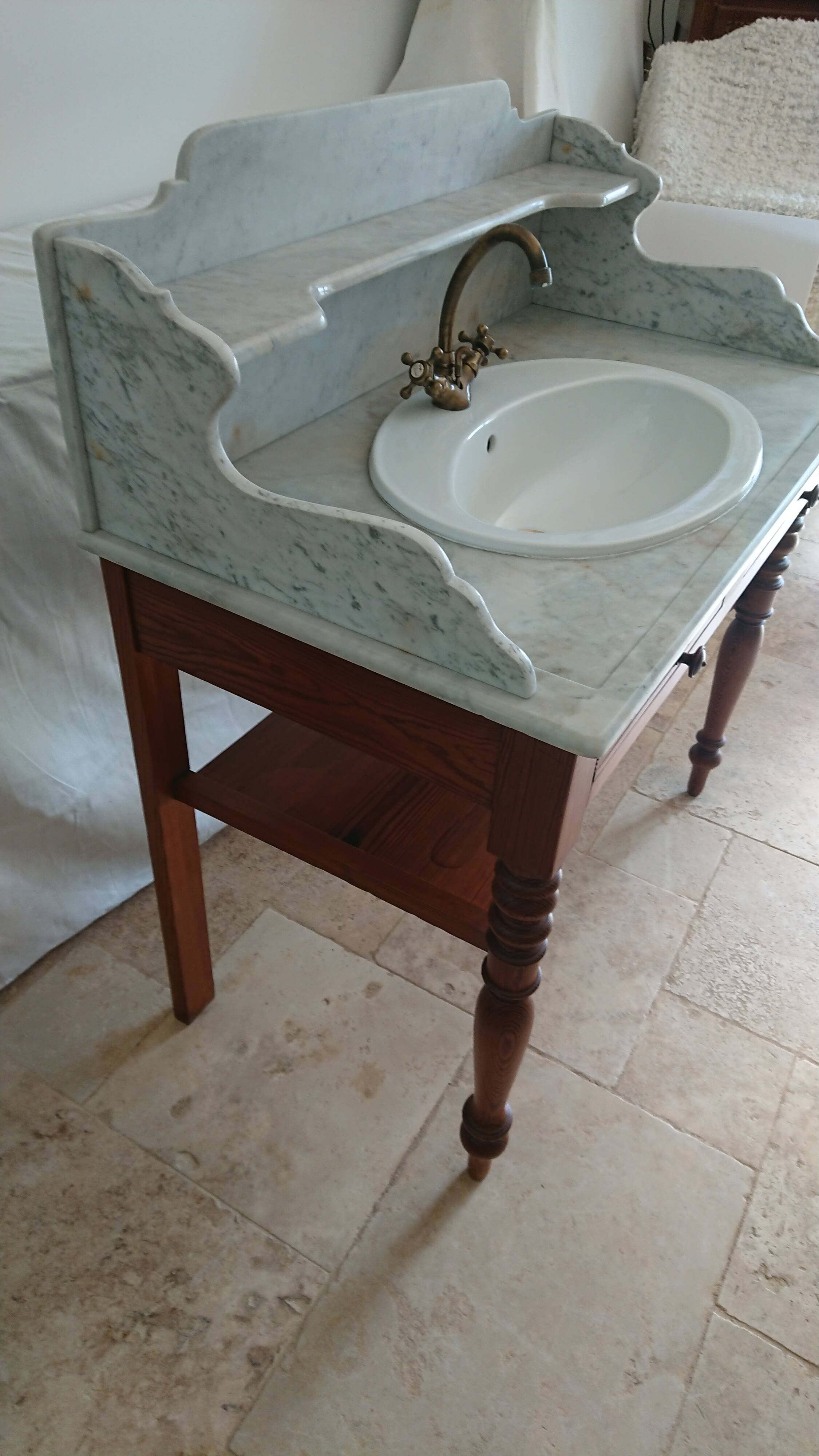 Toilet table on marble with cacker