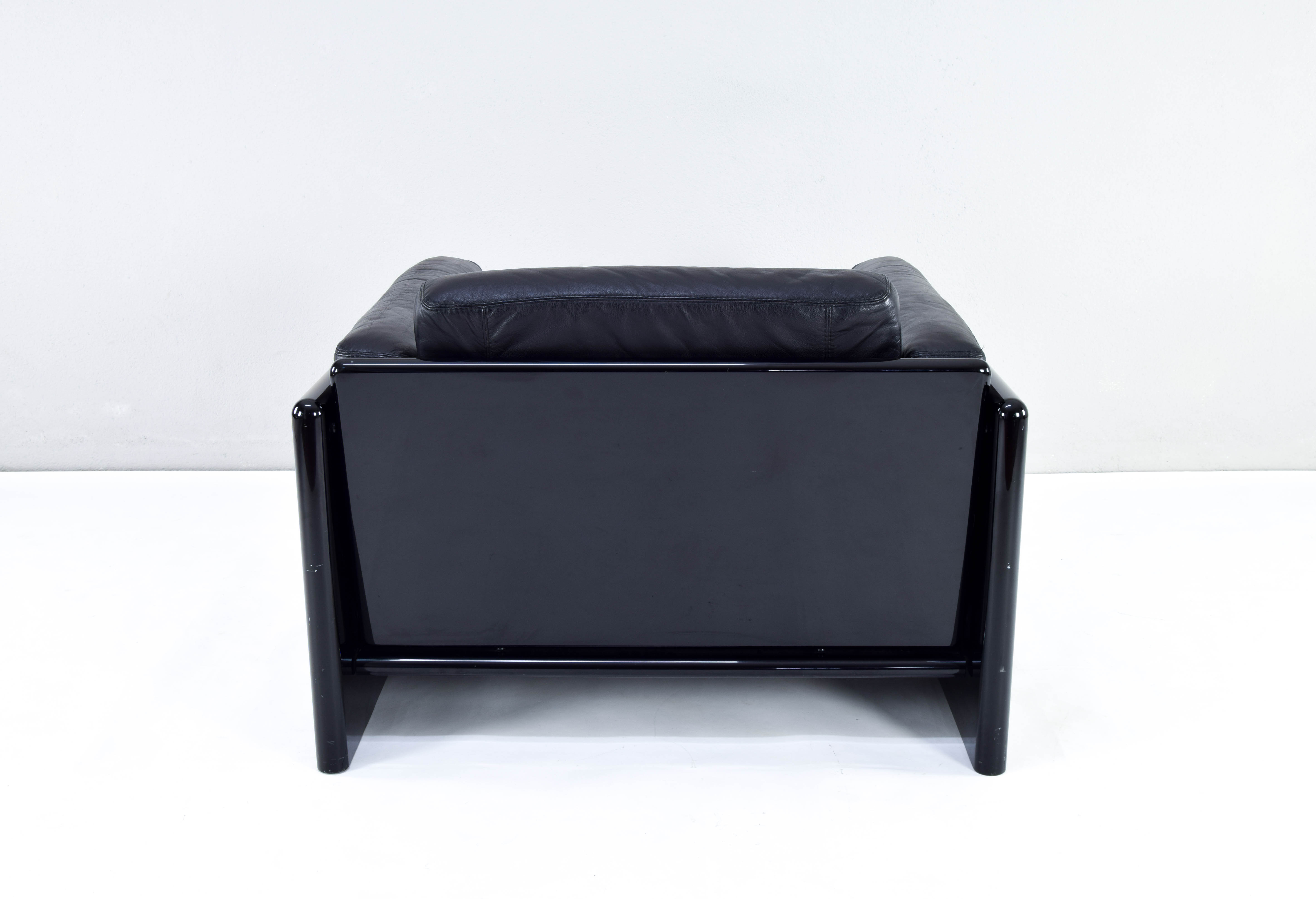 Black Leather Simone Armchair by Ufficio Progetti Gavina for Simon International