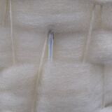 Pair of bedside lamps in stoneware and wool lampshades - Vintage around 1970