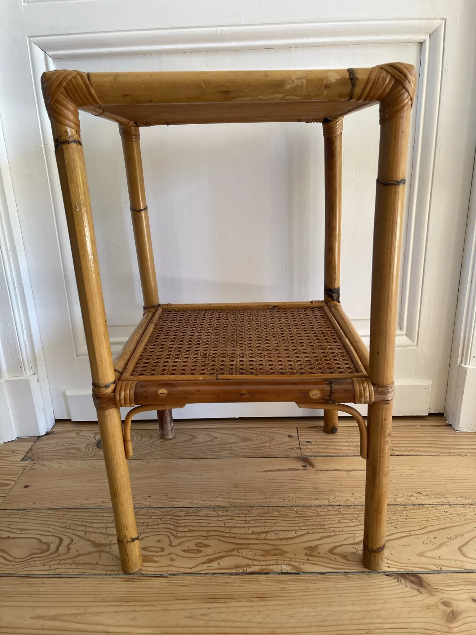 Vintage bamboo and rattan shelf