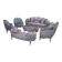 Complete Louis XV Light Blue Living Room Set – Carved Wood and Luxurious Upholstery