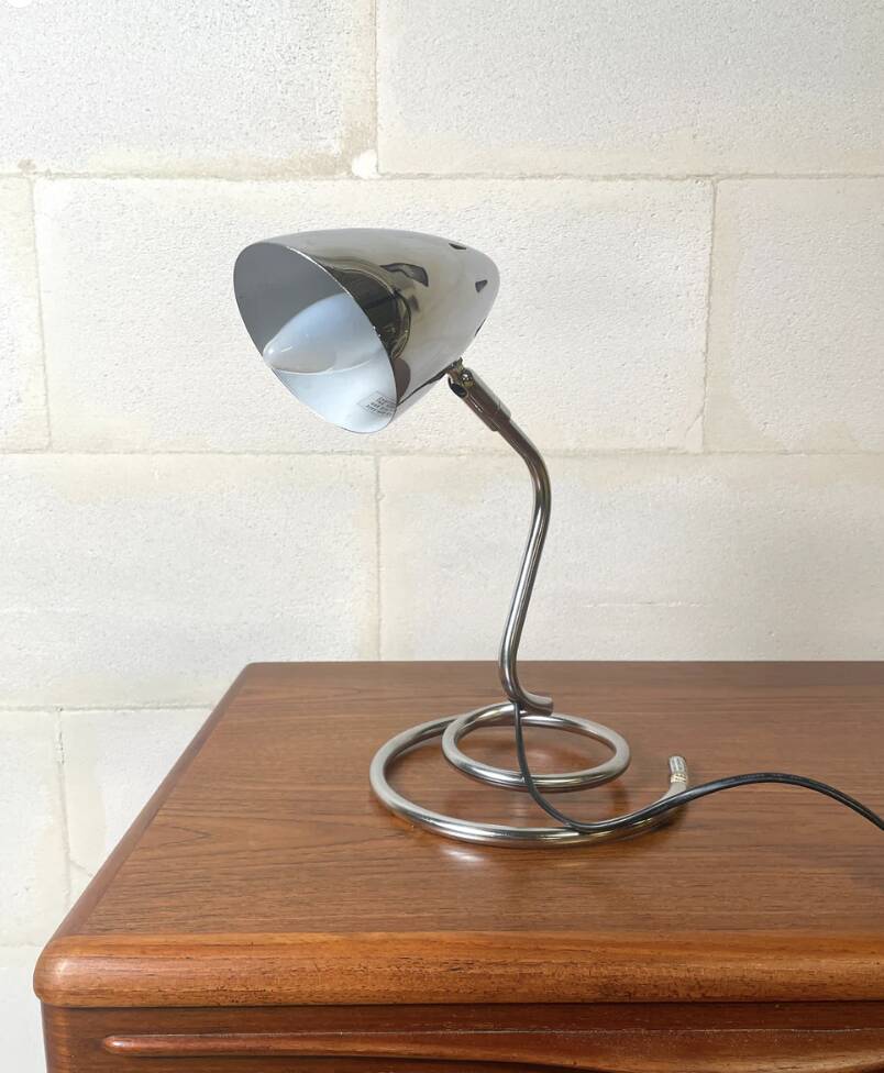 Space-Age chrome spiral desk lamp ⎜ 1980s