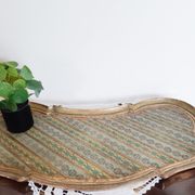 Venetian wooden tray, green and gold, vintage, 50s, bean shape