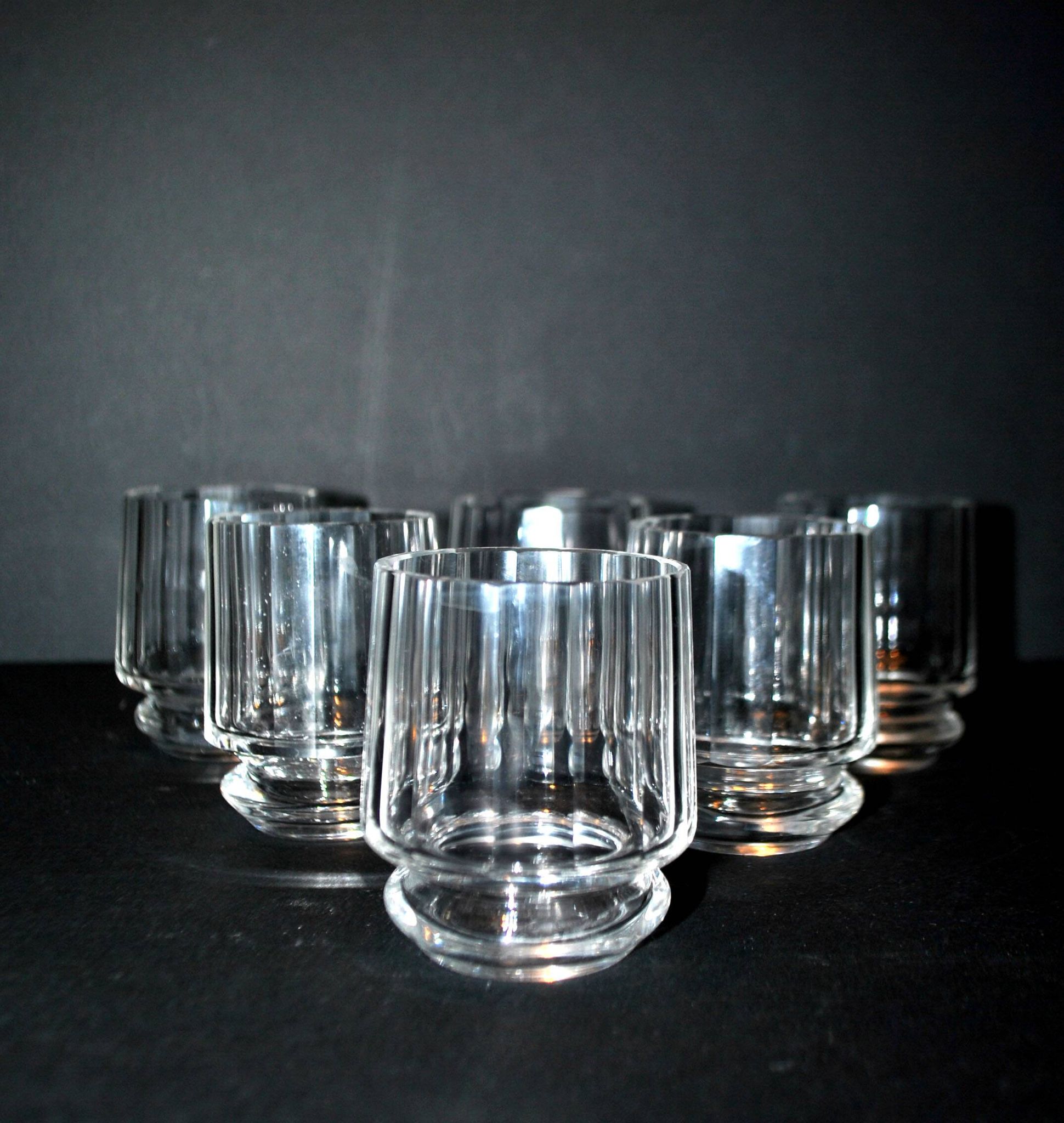 Set of 6 ART DECO glasses cut glass alcohol tumbler Czechoslovakia