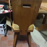 Set table, benches and chairs Pierre Chapo in solid elm