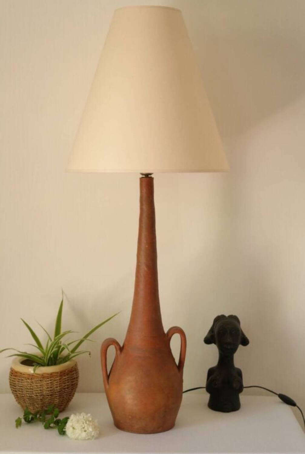 Vintage terracotta lamp base