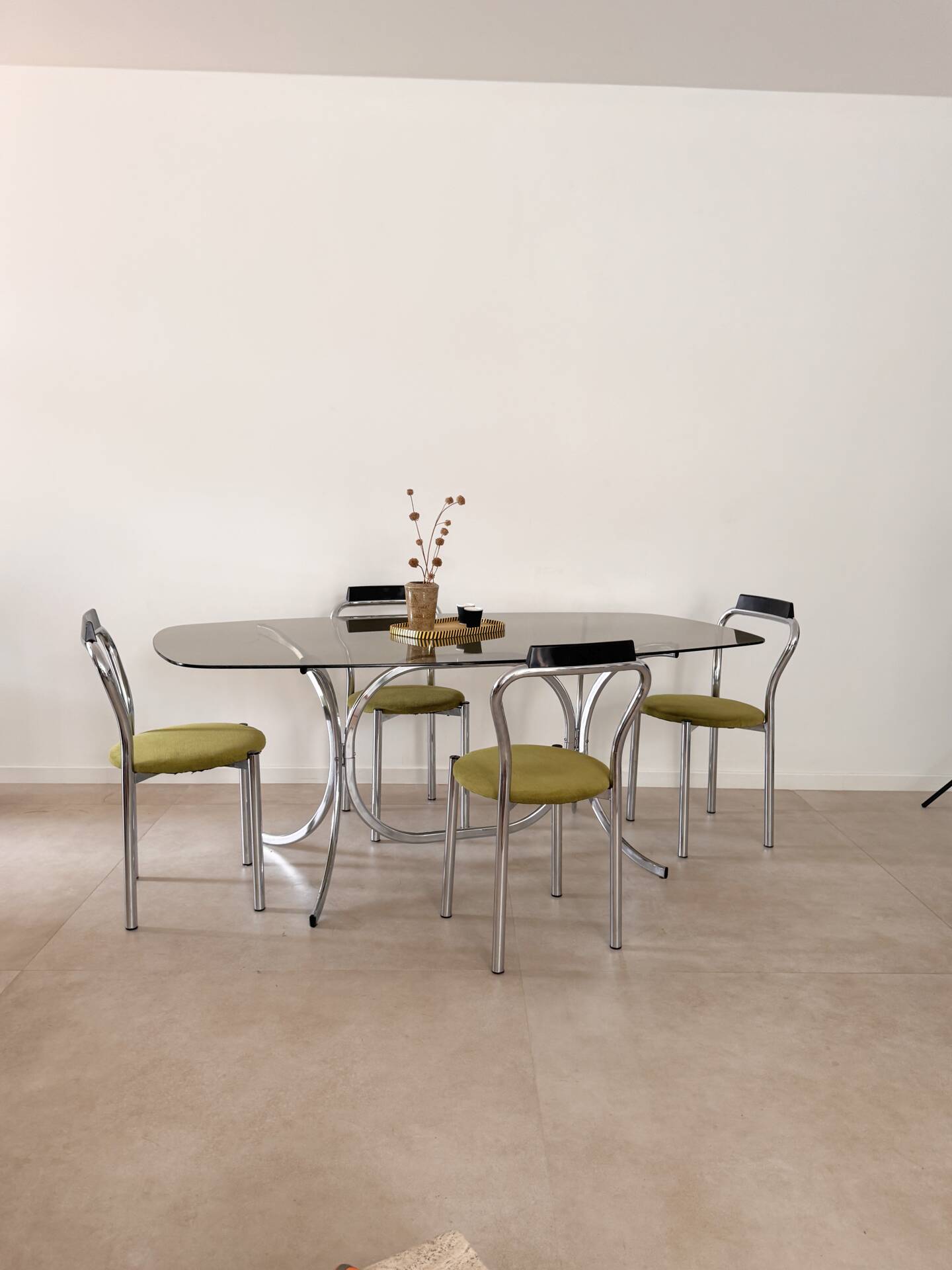 Table à manger verre fumé 1970
