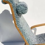 Vintage Easy Chair with Ottoman Sheepskin Midcentury Scandinavian design