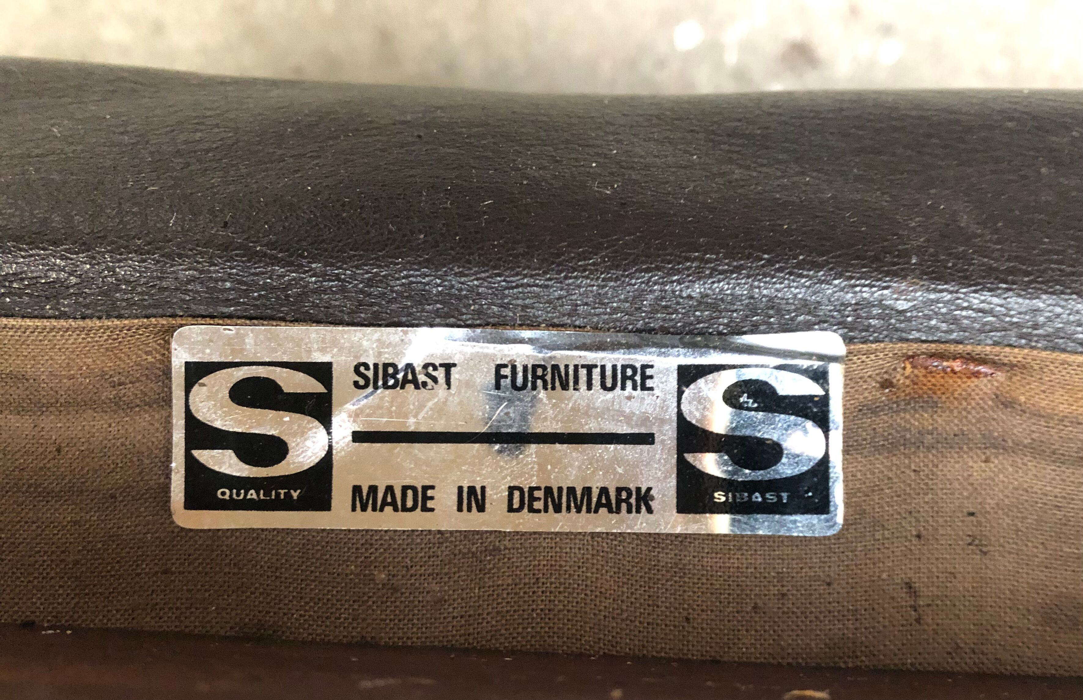 Danish leather and rosewood armchairs for Sibast 70s