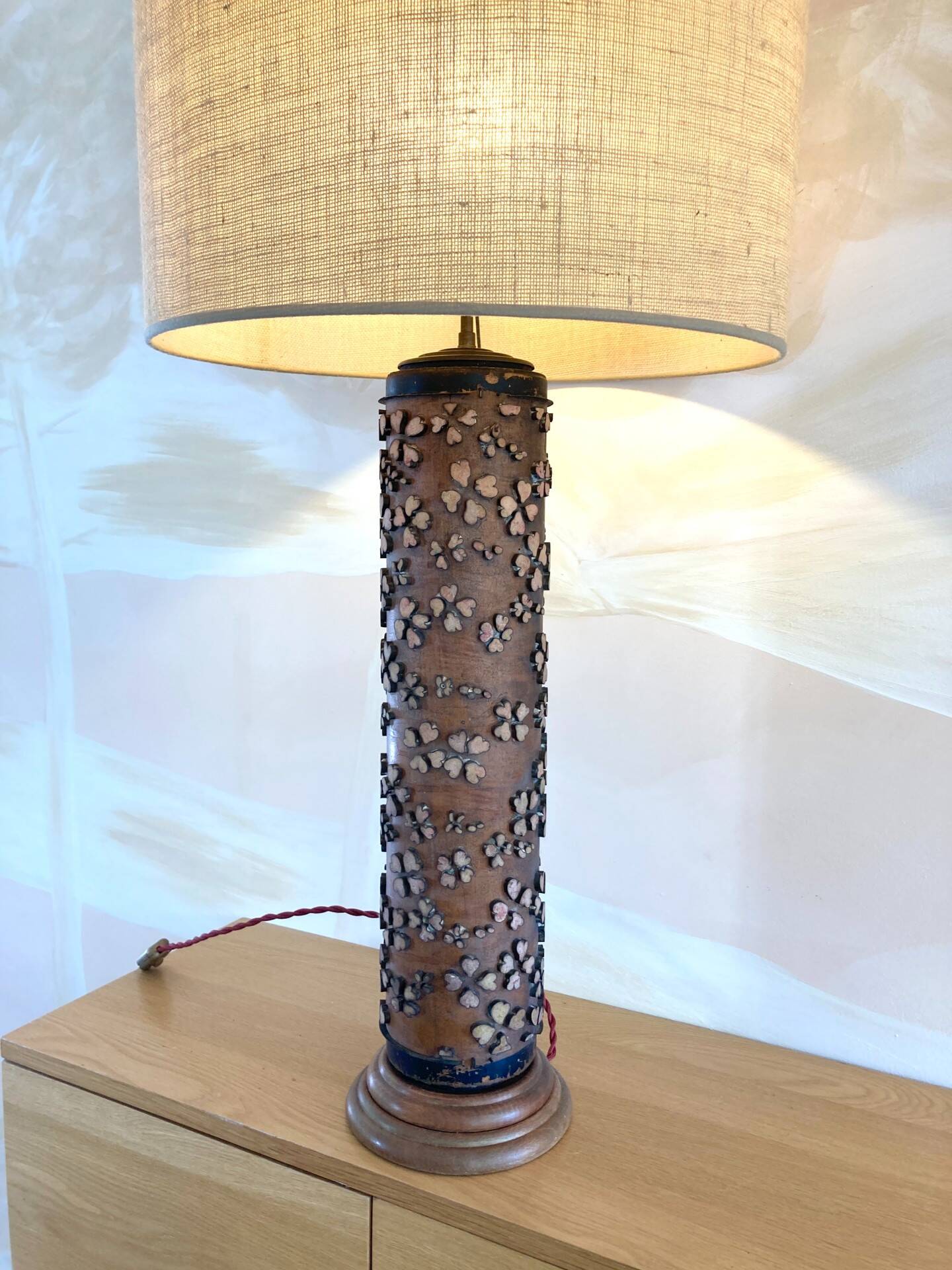 Printing roll lamp, Wood and Brass, Late 19th century