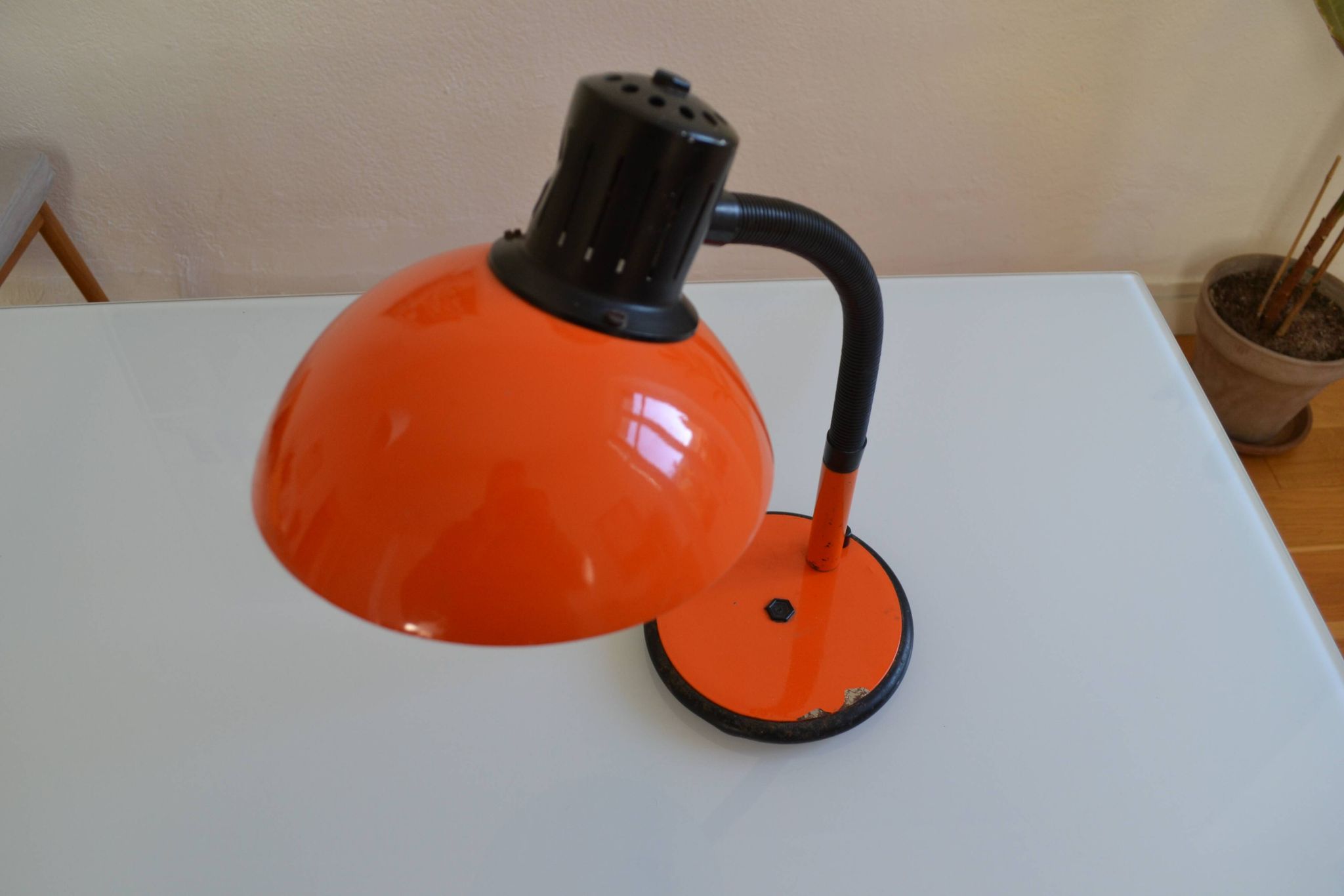 Vintage Aluminor France orange lamp from the 70s 1970