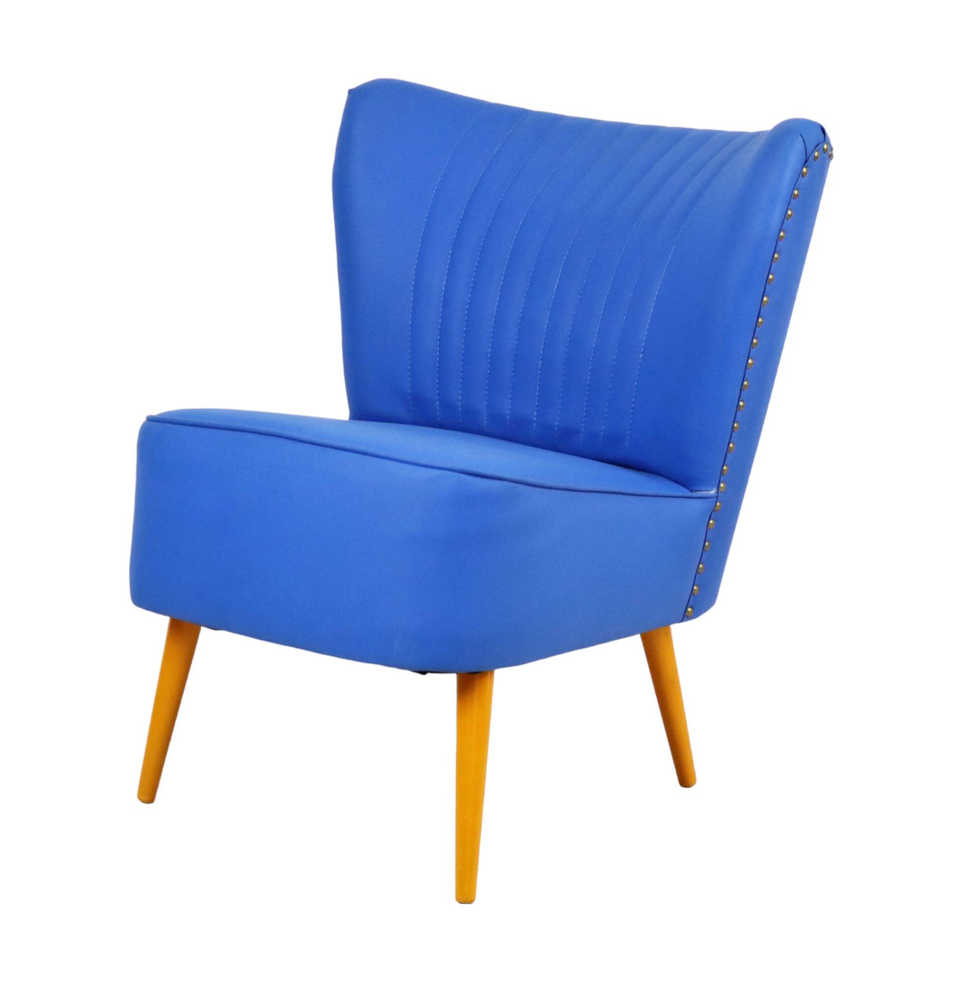 Expo 58 Armchair Seat Replica Blue Vintage Conical 72cm