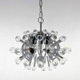 Unique Italian Space Age Chrome & Crystal Glass Chandelier, 1970s