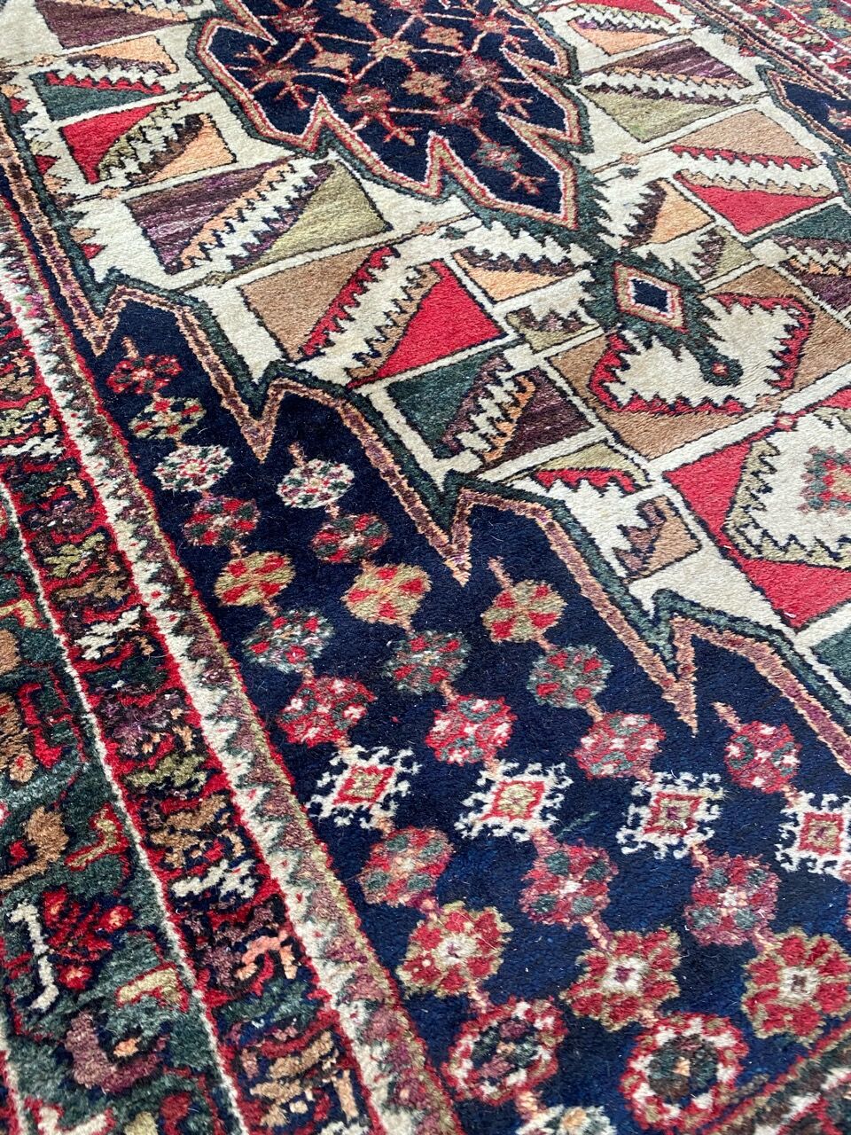 Handmade ancient Persian mazlaghan carpet