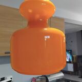 Vintage 1970s orange opaline glass pendant light