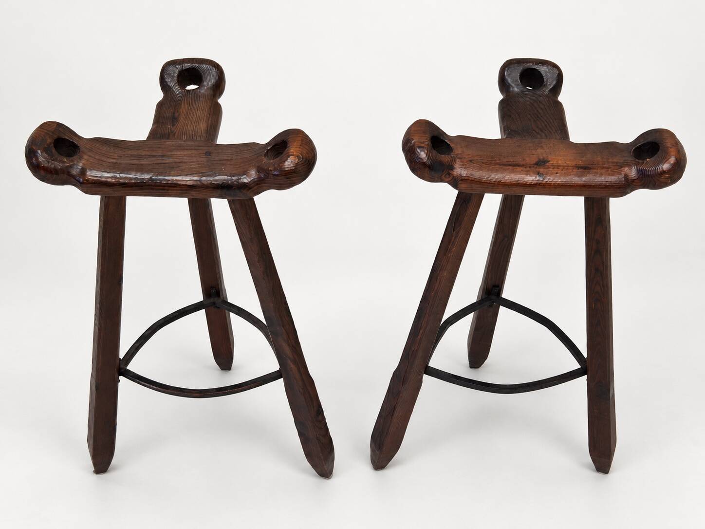 Set of 3 Vintage Brutalist Marbella Stools by Sergio Rodrigues