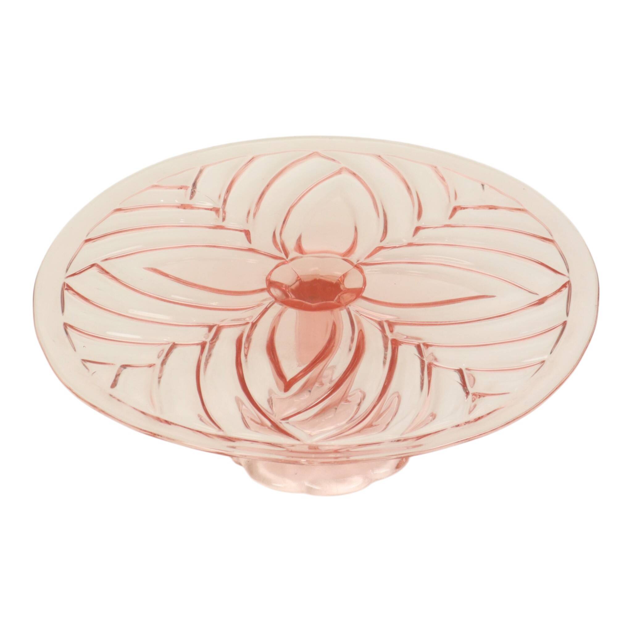Pink Art Deco Cake Plate Pastry Dish Val Saint Lambert 34cm