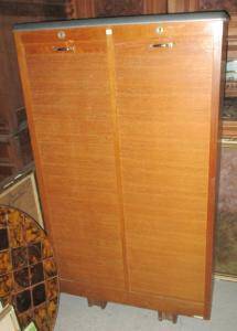 Double roll-top filing cabinet