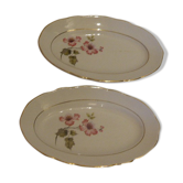Deux petits plats de service motif Eglantiers, modele Madrigal KG Lunéville Badonviller France ancien vers 1940