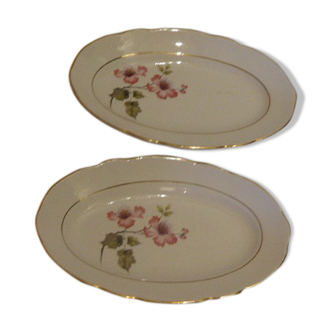 Deux petits plats de service motif Eglantiers, modele Madrigal KG Lunéville Badonviller France ancien vers 1940