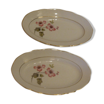 Two small service dishes Eglantiers motif, Madrigal model, KG Lunéville Badonviller France, former, circa 1940