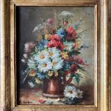 HST painting "Bouquet of wild flowers" signed + frame