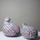 Pair of hand-painted Chinese porcelain quails, 1960s-1970s.
