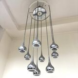 Modernist 9-Light Chandelier attributed to Angelo Brotto for Esperia, 1970s