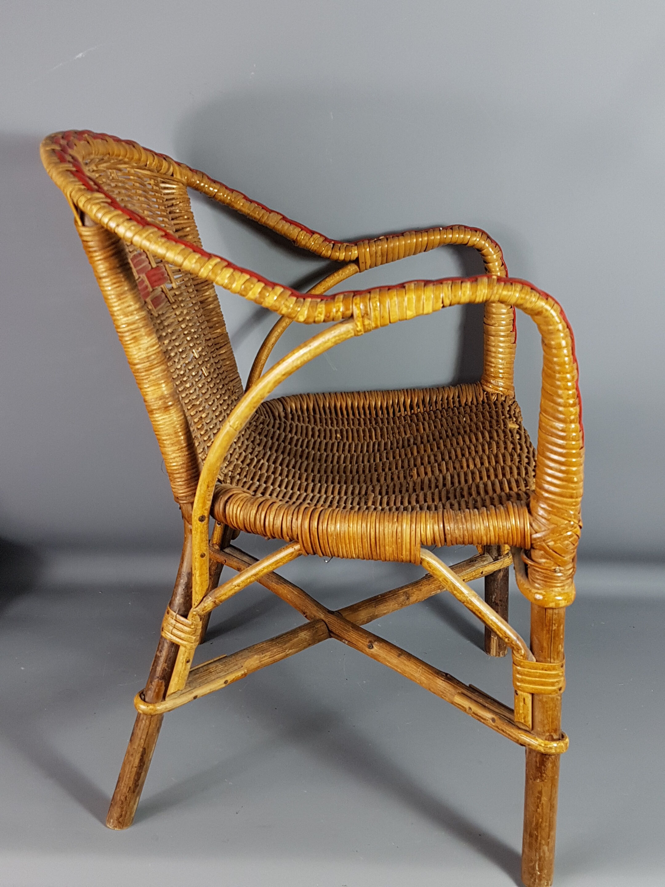 Fauteuil enfant rotin & osier vintage 70s
