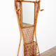 French Bamboo wall coat rack with large mirror, 1960