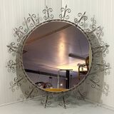 Huge round wrought iron wall mirror 1960’s