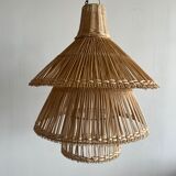 Rattan pendant lamp or light in the shape of an Asian lantern