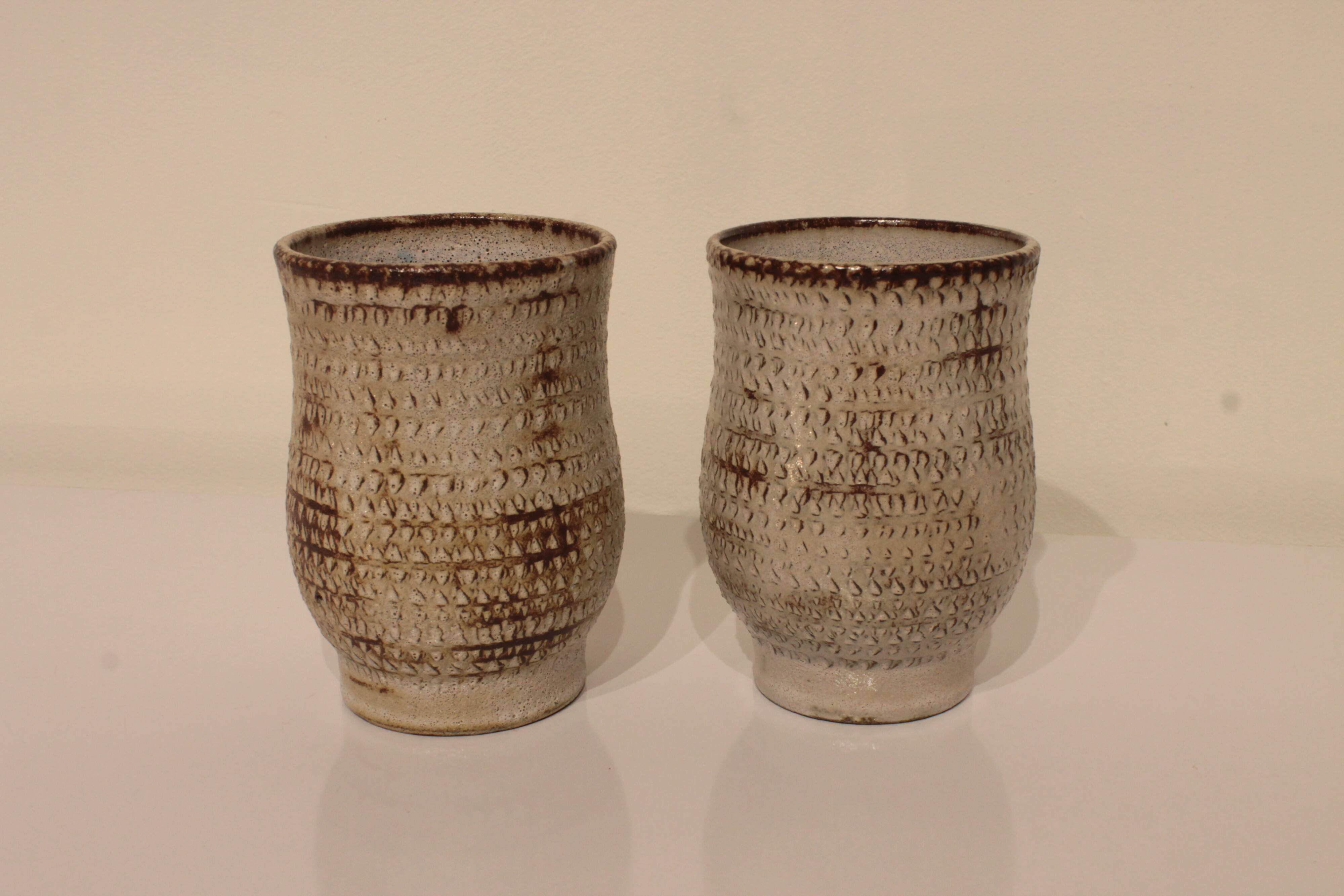 Pair of vintage Accolay ceramic vases signed