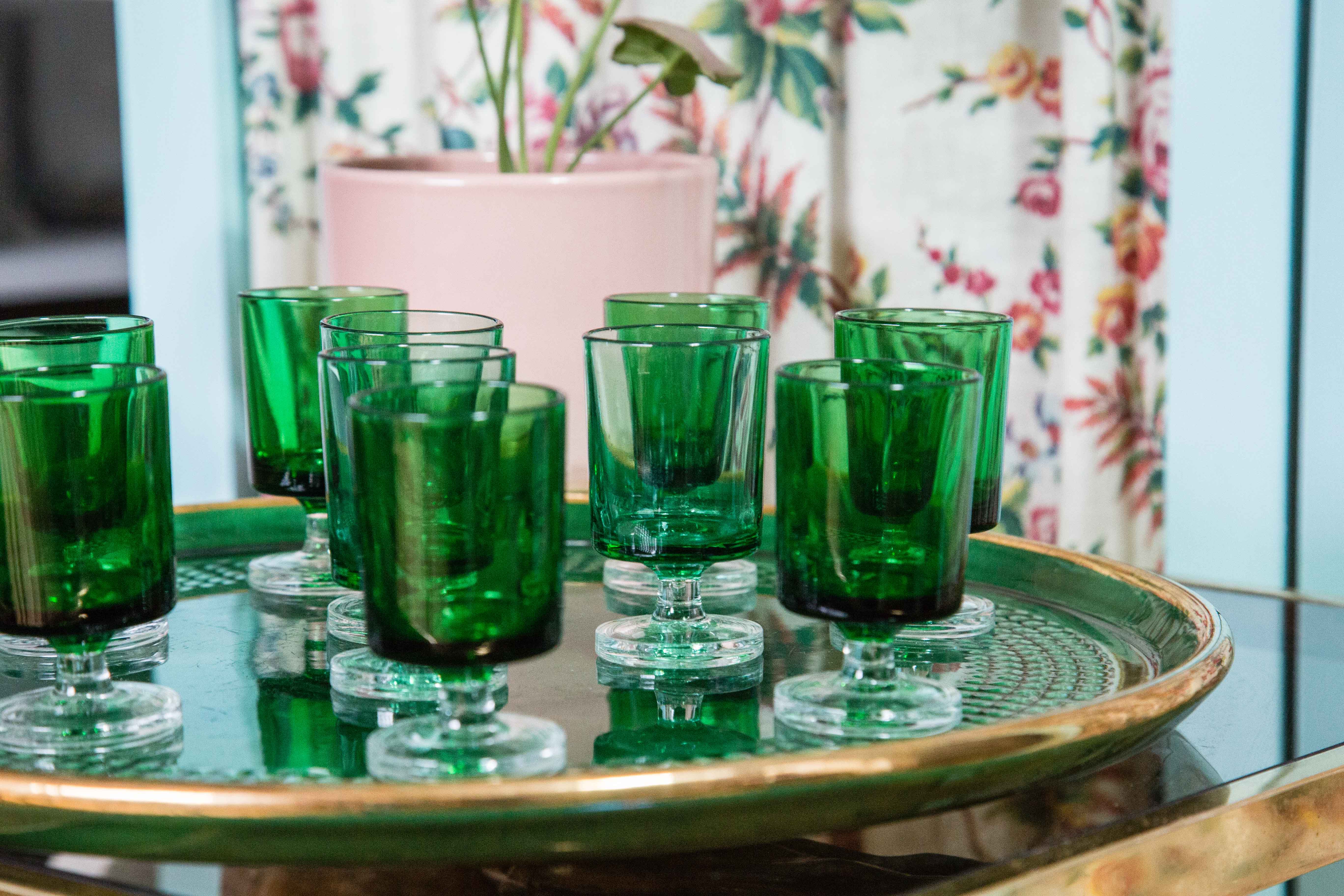 Green and gold ceramic dish