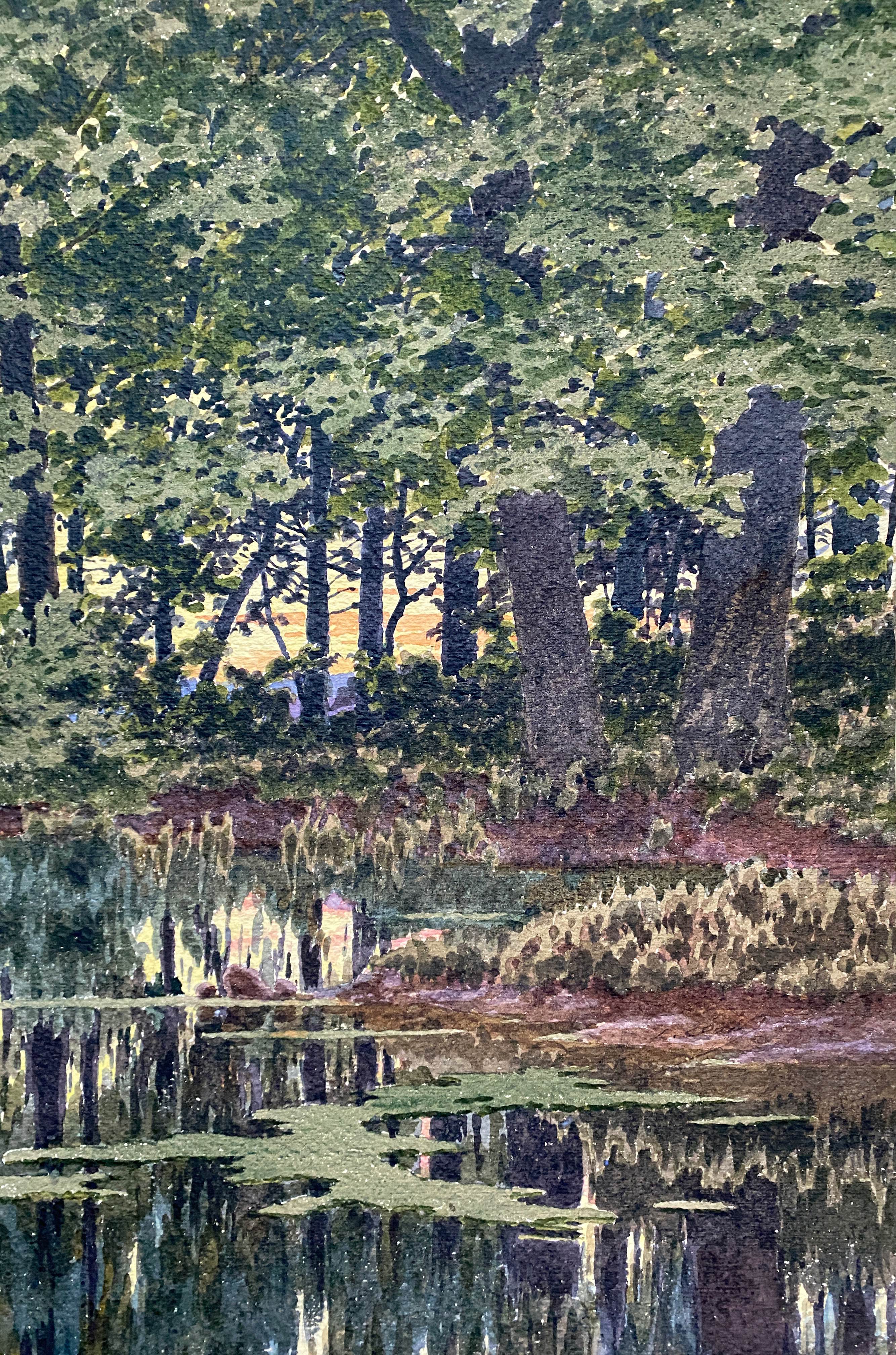 Watercolor "the pond in the undergrowth" signed early XX °