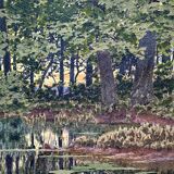 Watercolor "the pond in the undergrowth" signed early XX °