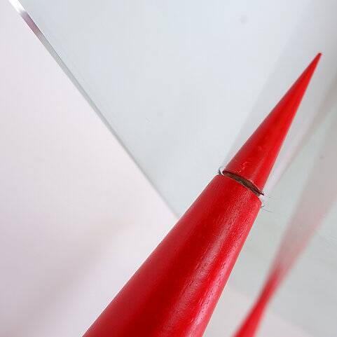 Glass and wood console table in the style of Marcello Pisani