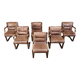 Vintage Asko Pajamies Finland Leather Plywood chairs, set of 6 - 1970s