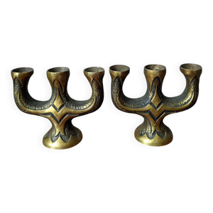 Paire de bougeoirs en - ethnique